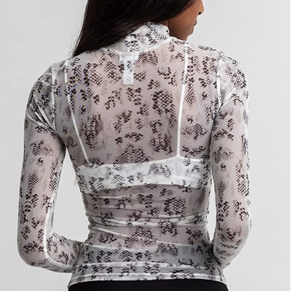 West Of Melrose Snake Me On Long Sleeve Mesh Top Tee - Picture 2 of 7